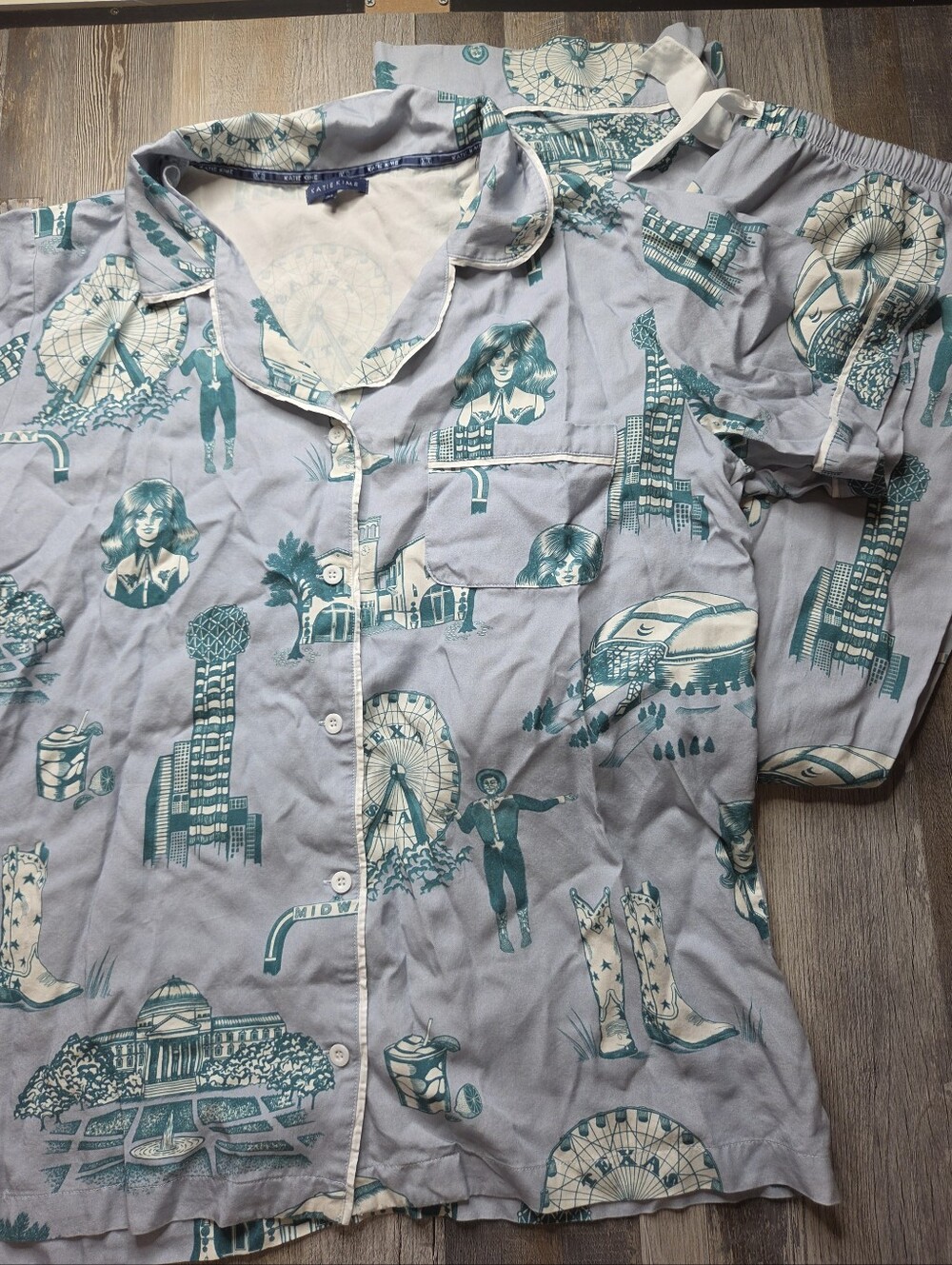 Katie Kime Dallas Toile Pajamas PJs Sleepwear Set Women's 2XL